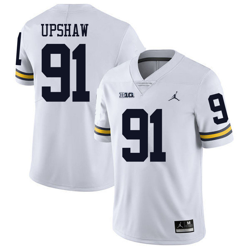 Jordan Brand Men #91 Taylor Upshaw Michigan Wolverines College Football Jerseys Sale-White